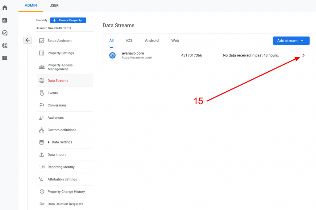 Data Streams settings