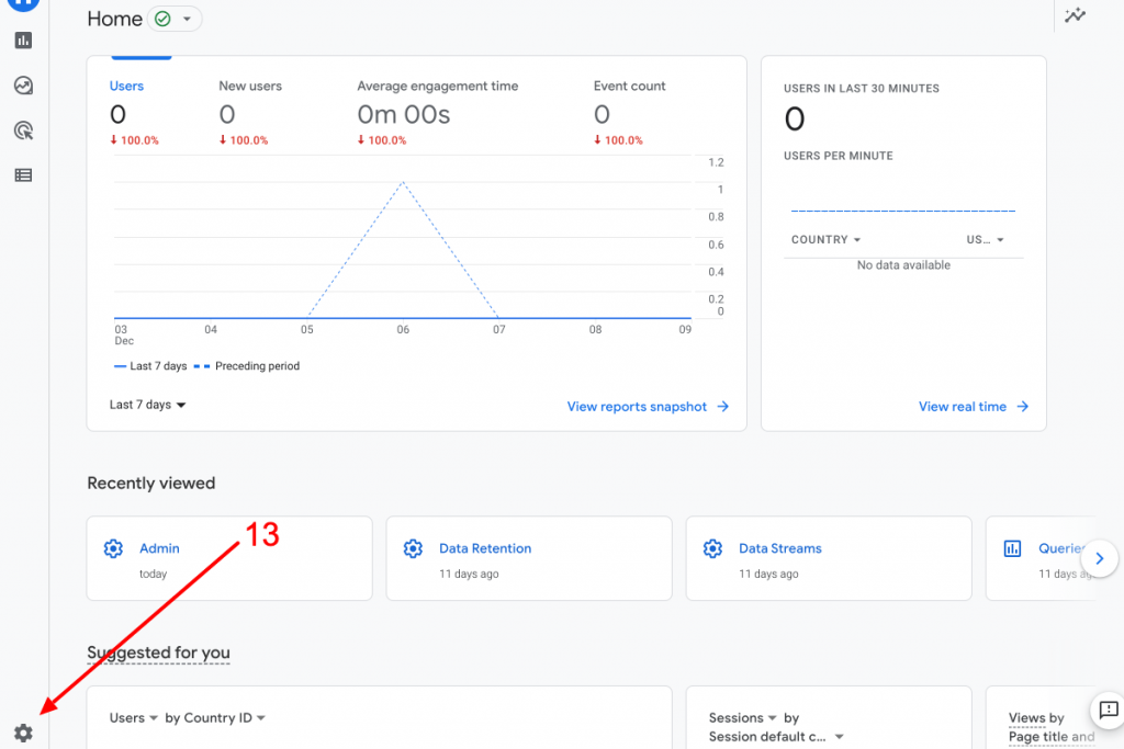 Entering the Google Analytics 4 Admin