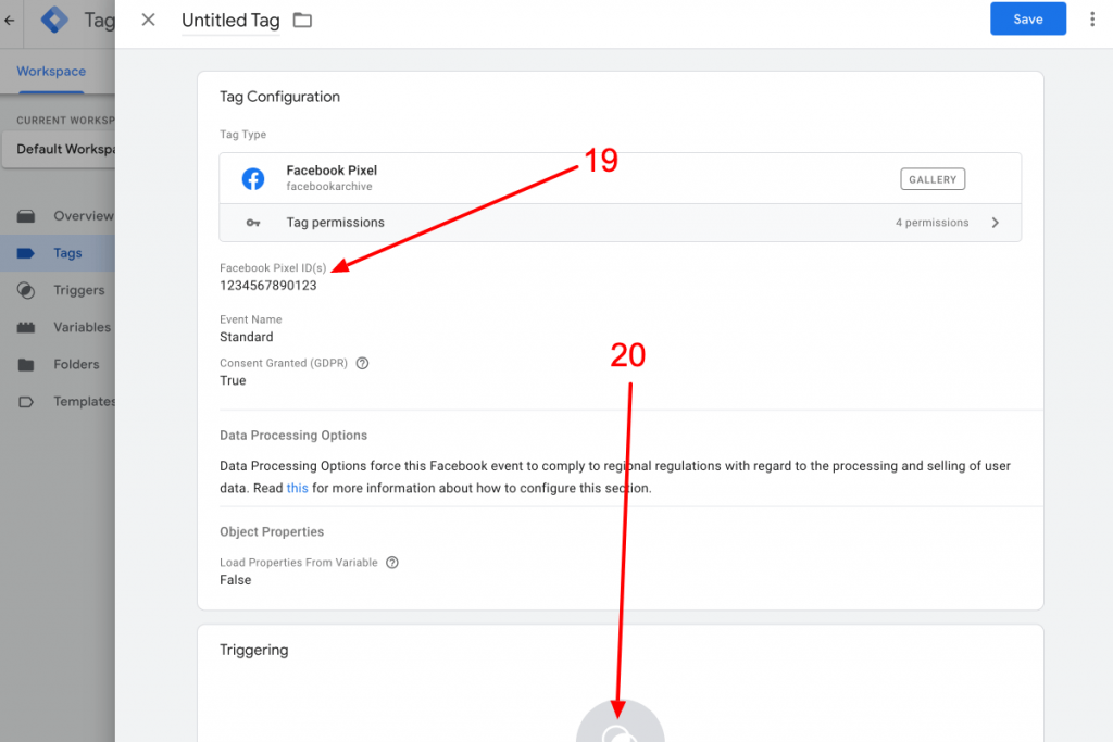 Paste Facebook Pixel measurement ID