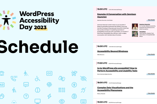 Image of a schedule of WordPress accessibility day 2023